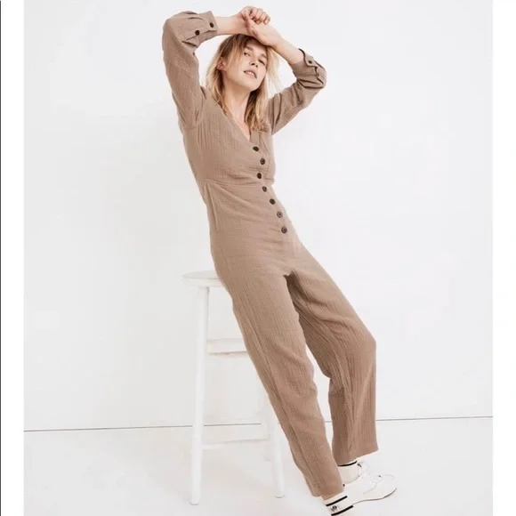 Madewell Stitched Pocket Coverall Jumpsuit - Picture 1 of 6
